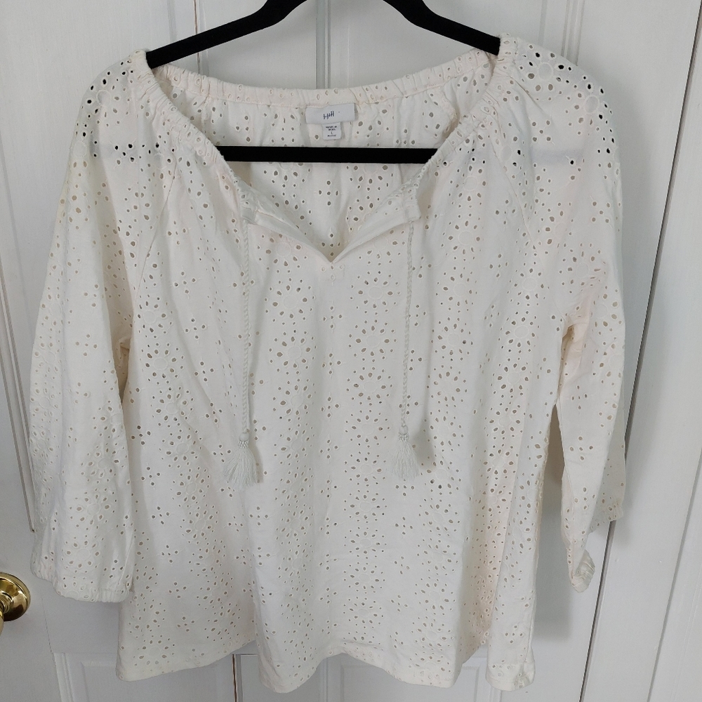 J.Jill Petite Eyelet Peasant Blouse. Very cute.